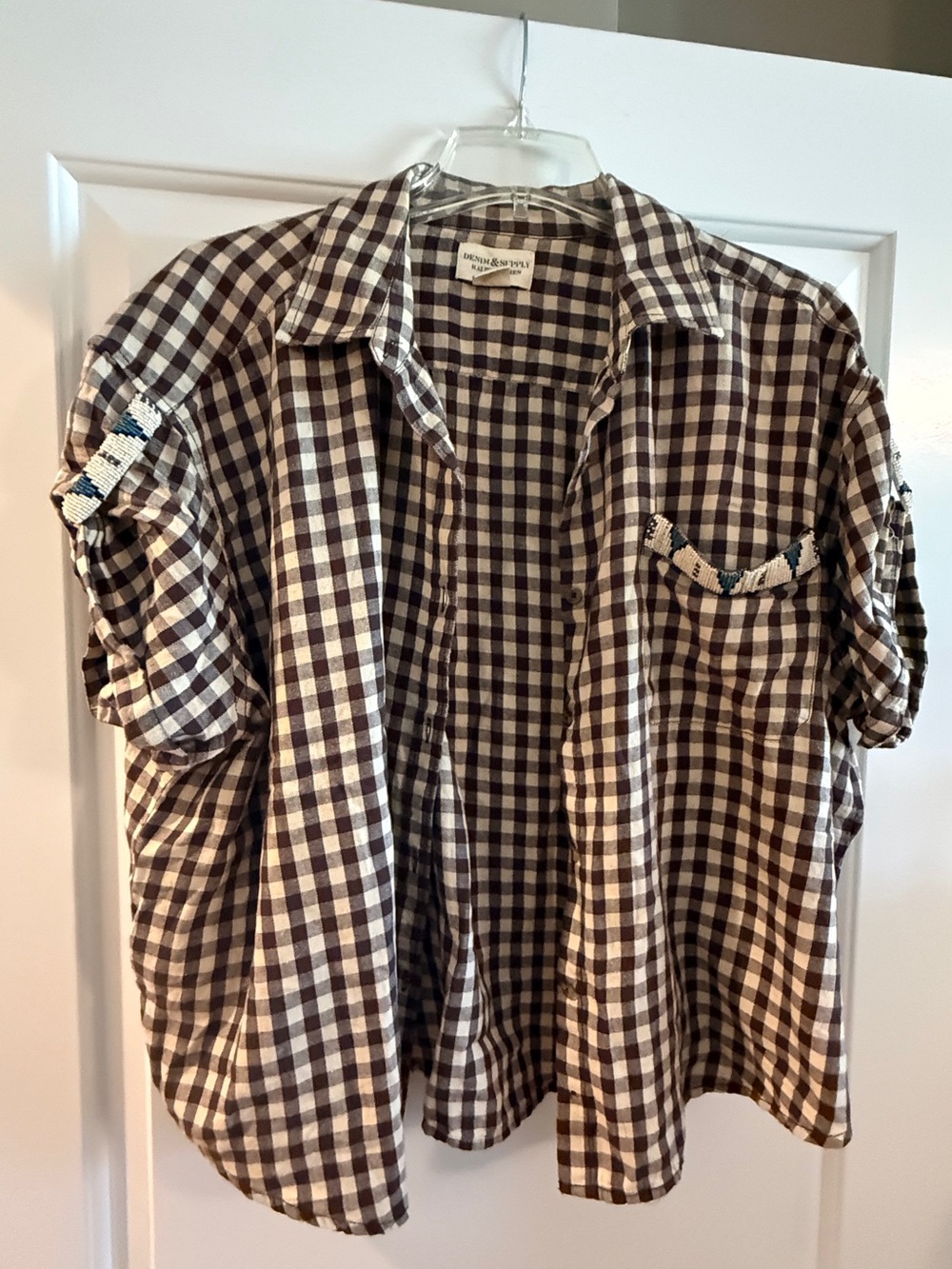 Denim & Supply Ralph Lauren Gingham Beaded Blouse